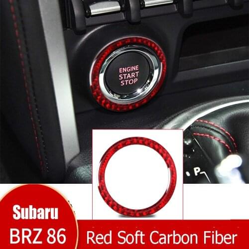 Red Carbon Fiber Engine Start Stop Button Cover For Subaru BRZ Toyota 86 2013-2018
