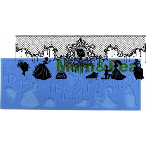 Mom&Pea MPL511 Free Shipping Lace Mold Cake Decoration Fondant Cake 3D Mold Food Grade Silicone Mould