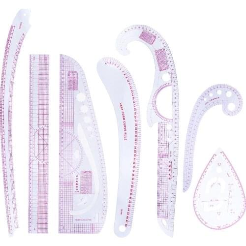 MIUSIE 7Pcs Sew French Curve Metric Shaped Ruler Measure for Sewing Dressmaking Pattern Design Bendable Drawing Template Ruler