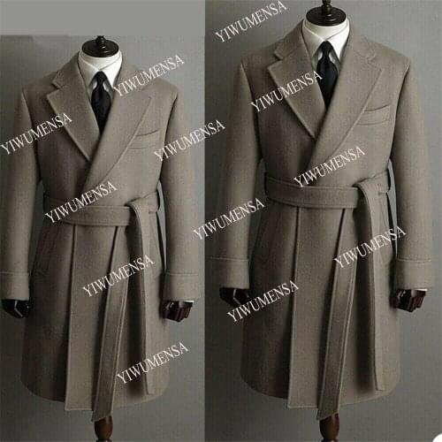 YIWUMENSA Winter Wool Overcoat Formal Groom Wear Peaked Jacket Men Suits Custom Made Outwear Smoking Business Blazer Tuxedo 2021