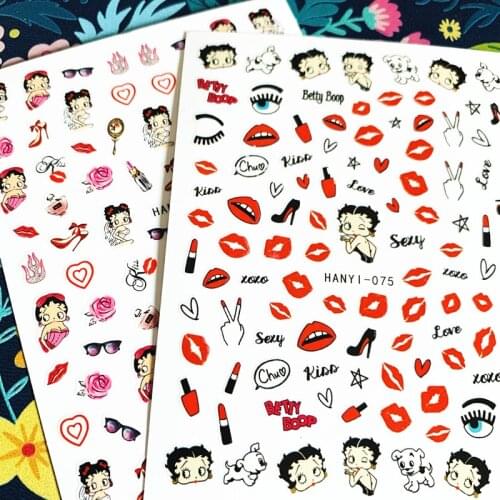 Newest HANYI-419 little mouse 3d nail art sticker nail decal stamping export japan designs rhinestones decorations