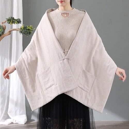 Chinese Style Clothing Women Clothes 2021 New Shawl Tang Suit Vintage Thick Warm Hanfu Outwear Quilted Ladies Chinese Tops 12240