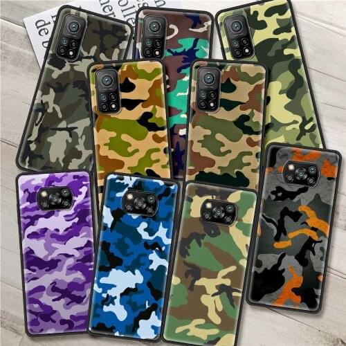 Shockproof Case for Xiaomi Mi Poco X3 NFC 10T Pro 9T M3 Note 10 Lite F3 11 F1 CC9 A2 9 Soft Phone Cover Camouflage Pattern Army