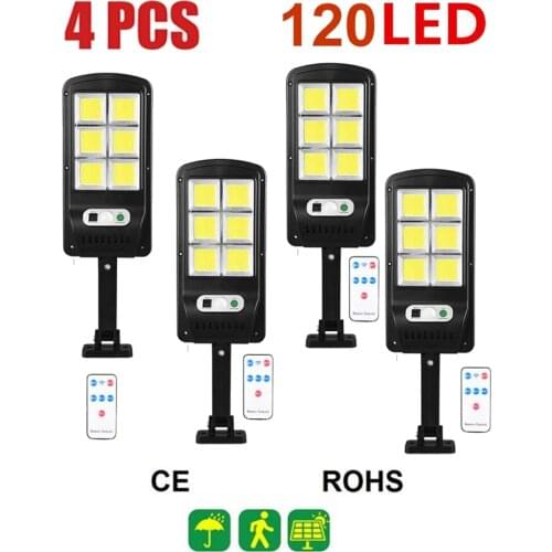 Remote 1-4pcs 48-128Solar Power Street Light PIR Motion Sensor Wireless Wall Lamp Garden Security Lamps Outdoor Water floodlight