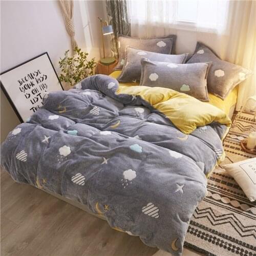 Grey/Clouds soft and delicate coral velvet home textile quilt cover four-piece/three-piece