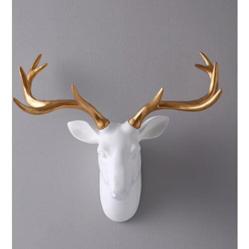 European Style Black and White Simulation Deer Head Sculpture Hanging Crafts Wall Mural Wall Decor Home Decoration Accessories