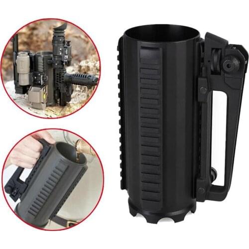 Tactical Rail Battle Beer Mug Cup Aluminum Camping Military Multi Function Carry Cup Handle Detachable Coffee Drinking Tool