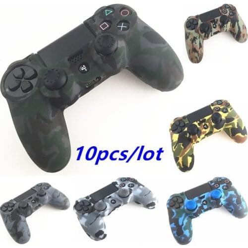 PS4 Controller PS4 Pro Slim Camouflage Camo Silicone Guards sleeve Skin Grip Cover Case Protector 10pcs+20 cap For Playstation 4