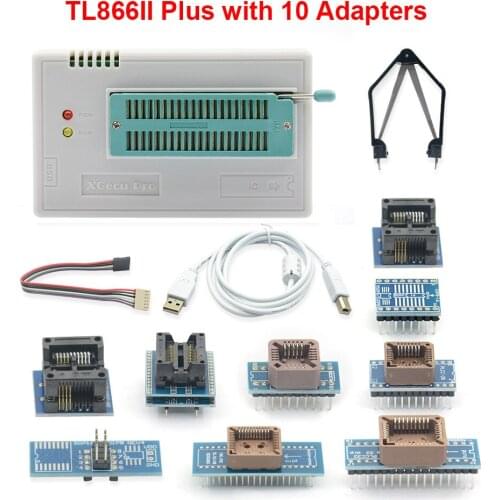 USB Universal Programmer TL866II Plus Programmer Flash Programmer for EEPROM Flash 8051 AVR MCU GAL PIC with 10 Adapter