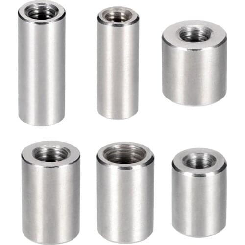 Uxcell 5-20pcs M3 M6 M8 M10 M12 M14 Round Connector Nuts Sleeve Rod bar Stud Nut Stainless steel 304 Female thread round rod