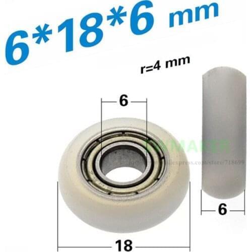 1pcs 6*18*6mm 686 bearing pulley, PA6 nylon wheel, spherical R4 guide wheel of door and window and drawer exhibition cabinet