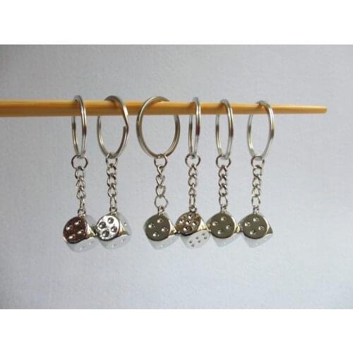 1PCS High quality metal cheap fashion kids dice shape key chains metal dice B001