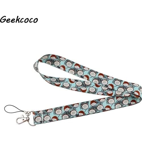 10pcs/lot J2314 Cartoon Coconut Multi-function Lanyard Mobile Phone Key Card Identification Strap USB Badges Holder Hanging rope