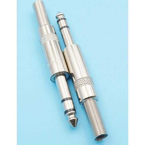 20pcs Junior Core 6.35mm Mic Microphone Plug 6.5mm Audio Wire Connector Jack Stereo Metal Audio Socket 6.35mm Welding Male Plug