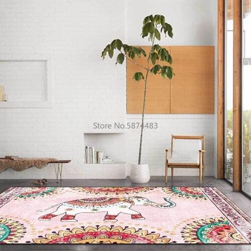 200*300cm Fashion Southeast Asian Exotic Ethnic Style Elephant Color Living Room Bedroom Bedside Carpet Floor Mat Customization