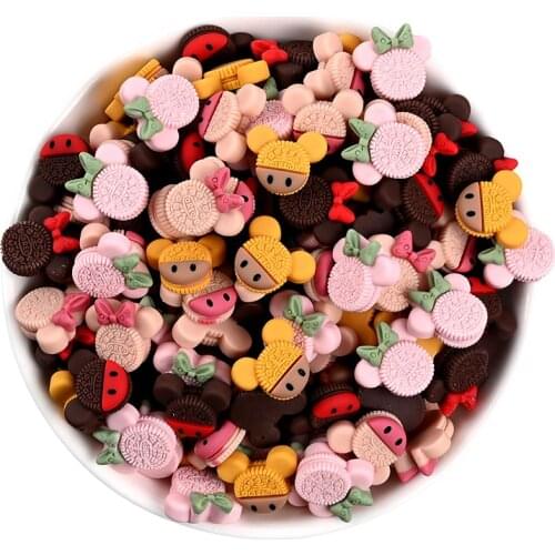 30Pcs 15mm Resin Toys Cookie Flat Back Figurine DIY Craft Scrapbook Hair Accessories Phone Shell Patch Brooch Ornaments Material