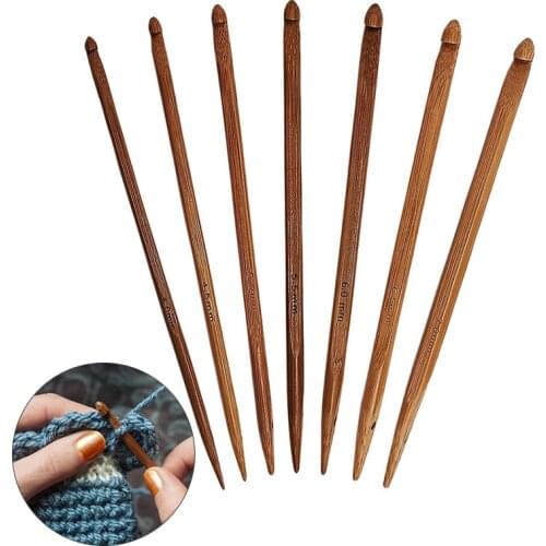 7 Sizes/set Bamboo Knitting Needles 4-7mm Crochet Hook DIY Sweater Knitting Tools Knit Weave Yarn Crafts Home Knitting Needles