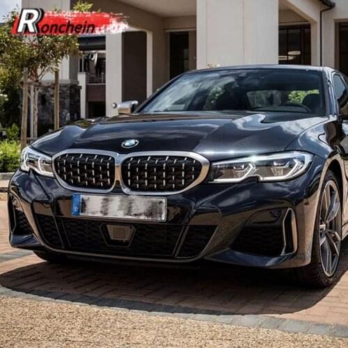 RONCHEIN Car Racing Grills for BMW 3 Series G20 G28 2019 2020 Gloss Black Double Slat Kidney Grille Replacement Starry Grille