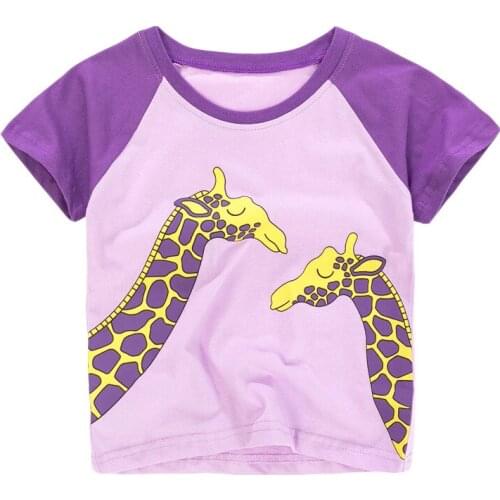 Bambino New Year 2021Tshirt for Girls Giraffe Summer Children Tops 2-7Years Little Kids Clothing Baby Costume Pure Cotton Shirt