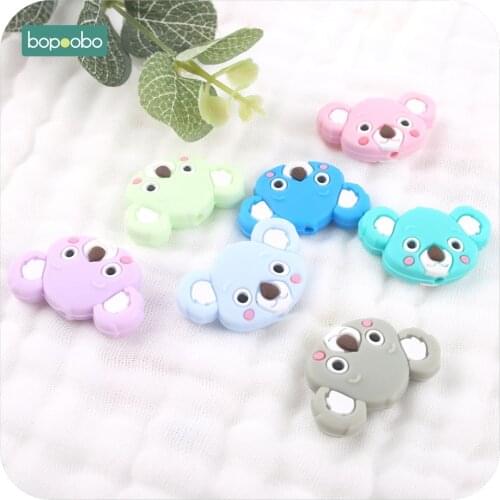 Bopoobo 3pcs Silicone Beads Cute Silicone Teething Koala Lovely Mini Koala Accessories Jewelry Making DIY Baby Teether