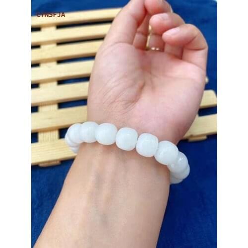 CYNSFJA New Real Certified Natural Chinese Hetian Jade Nephrite Lucky Amulets White Jade Bracelets High Quality Best Gifts