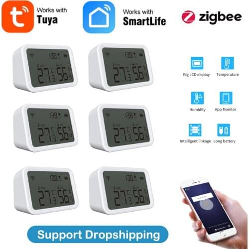 NEO Tuya Smart Zigbee OTA Temperature and Humidity Sensor With Clear Big Screen And Support Smart Life App Remote Control