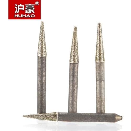 HUHAO 1PC Computer Engraving Machine Tools Jade Agate Carved Embossed Polished Plating Cone Grinding Diamond Router Bit