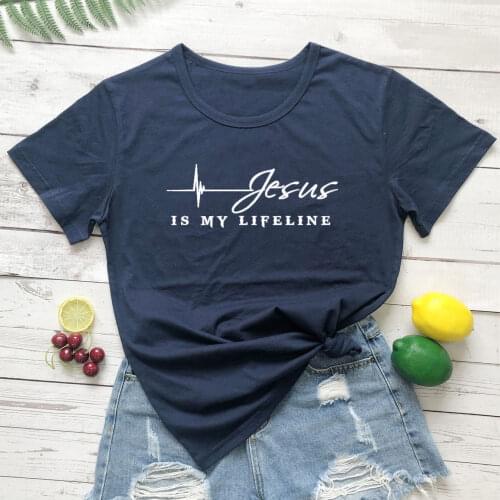 Jesus is my life heart Cardiogram graphic women fashion cotton unisex Hipster Christian Bible church t shirt vintage tees R111