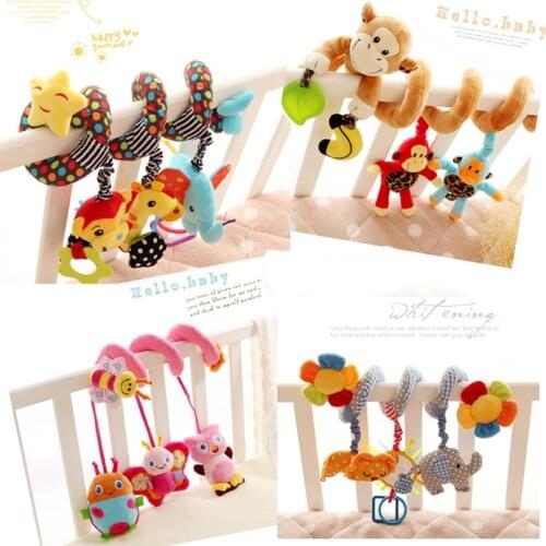 Baby Stroller Toys Anime Plush Sofy Baby Bed bells Baby Toys 0-12 Months Educational Musical Appease Rattles For newborn baby