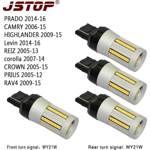 JSTOP 4pcs/set 12-24VAC led Turn Signal lamps W21W 7440 WY21W yellow 1300-1500LM Auto Front Rear Turn Signal Canbus 100%No error
