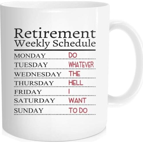 Retirement Coffee Mug, Funny Retired Schedule Calendar Cup for Dad Mom Husband Wife Boyfriend, Anniversary and Birthday Christma