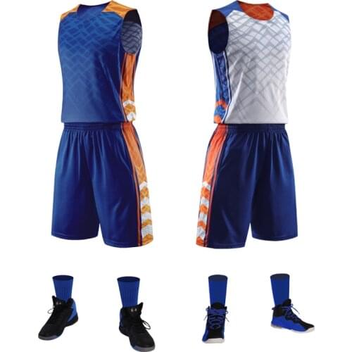 Reversible Basketball Jersey Set Mens Kids Blank Basketball Tracksuits Breathable Team Sport Kits Basketball Uniform Customized