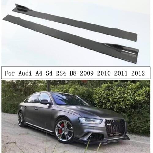 Carbon Fiber Side Body Skirts Kit Lip Splitters Trim Cover Spoiler For Audi A4 S4 RS4 B8 2009 2010 2011 2012 Car Accessories