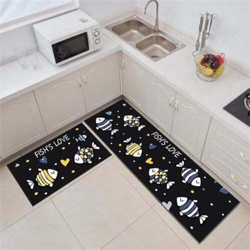 Home Decoration Long Kitchen Mat Set Anti-slip Area Rugs Hallway Entrance Doormat Absorbent Living Room Bathroom Printed Carpet