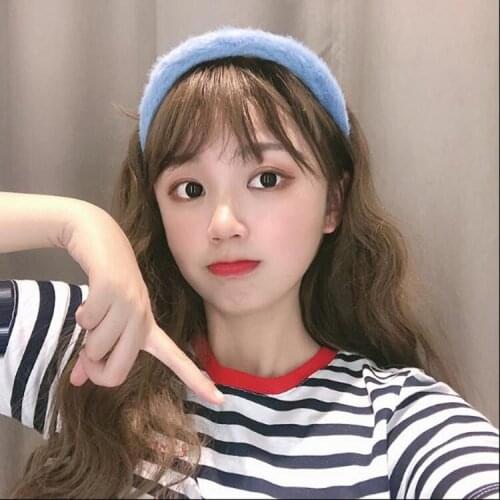 Sweet and lovely ladies winter warm pure color plush material wide-brimmed hair band girl non-slip pressure hair headdress