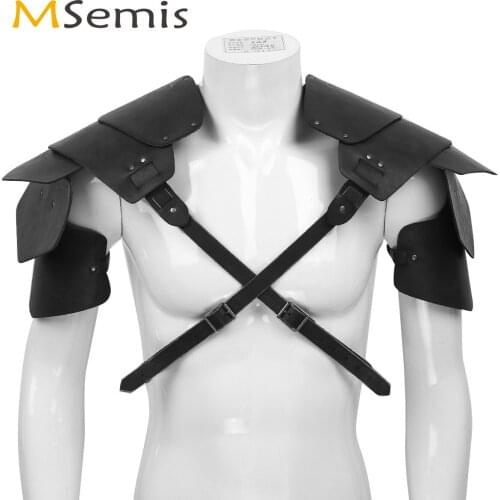 Mens Steampunk Harness Shoulder Armor Strap PU Leather Body Chest Restraints Belt Homme Erotic Cosplay Muscle Cage Tanks Costume
