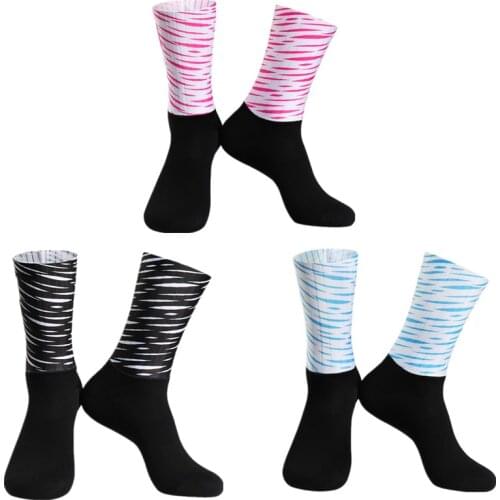 New Anti Slip Silicone Seamless Cycling Socks Integral Moulding High-tech Bike Sock Compression Bicycle Outdoor Running Socks