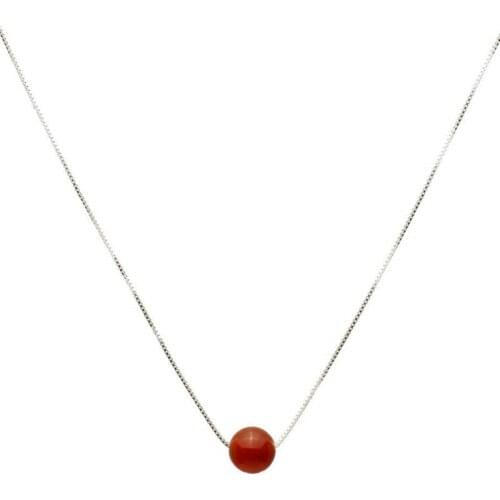 Artificial 10mm Round Bead Carnelian Necklace with Stainless Steel Chain Crystal Stone Jewelry for Women Carnelian Stone JK39FJK