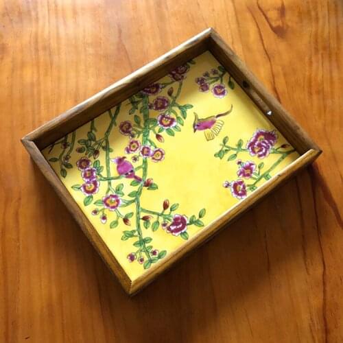 Living room fruit tray display American retro creative home pot water cup dried tea tray wood