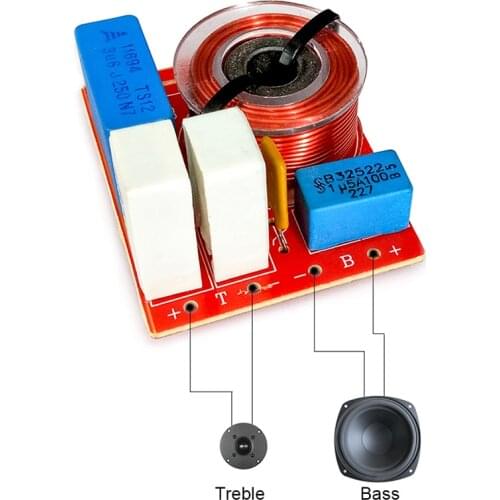 Adjustable Treble Bass Frequency Divider 2 Way Speaker Audio Crossover Filters 4-6 Inches 4-8 Ohms 48Hz-20KHz 80W
