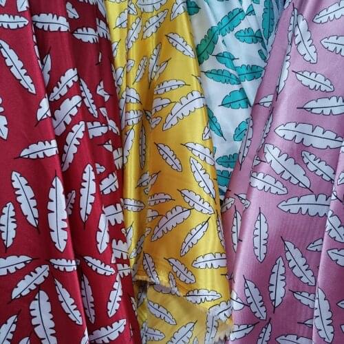Leaf Satin Fabric Sewing Craft Material Silky Soft Fabric DIY Tissue Cloth Material