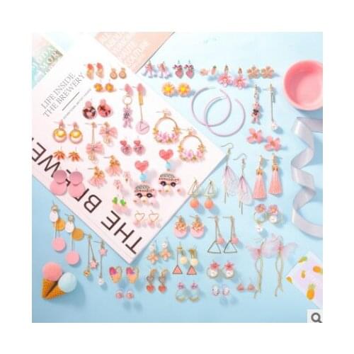 Lovely girl with tender heart and pink earrings series sweet earrings flower wings earrings Yiwu jewelry