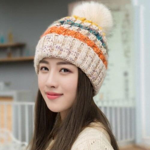 Woman Winter Hats Fashion Woolen Hat Sweet Girl Hat Color Matching Knitted Woolen Hat For Female Warm Knitted Hat