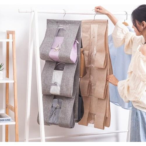 Handbag Storage Bag Wardrobe Dustproof Bag Home Hanging Organizer Washable Cotton and Linen Storage Bag Saving Space Container