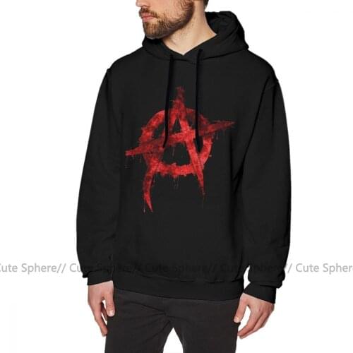 Anarchy Hoodie Anarchy Hoodies Autumn Cool Pullover Hoodie Grey Cotton Male Long Length XXL Loose Hoodies