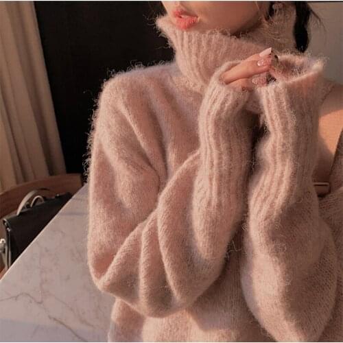 Thick Cashmere Cotton Blend Turtleneck Sweater Women 2021 Autumn Winter Sweter Jumper Pull Femme Hiver Knit Pullover Sweaters