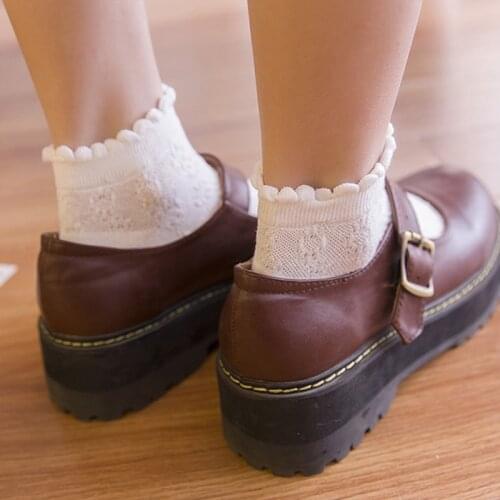 Frilly socks ruffle white mesh fashion korean style women kawaii cute ankle designer mujer woman kobieta skarpety meias mulher