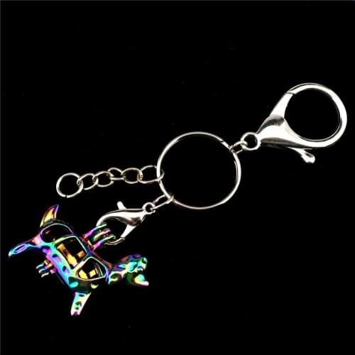 Y-C583 Rainbow Silver Color Cage Keyrings Puppy Dog Beads Pearl Cage Key Chains Split Rings DIY Car Keychain Accessory