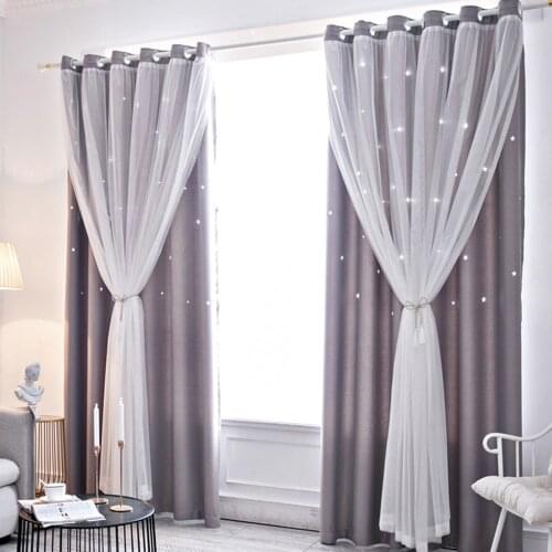 1PC Hollowed Curtains for Living Room Curtain Stars Shading Window Curtain Drape Purdah for Living Room Bedroom Home Decoration