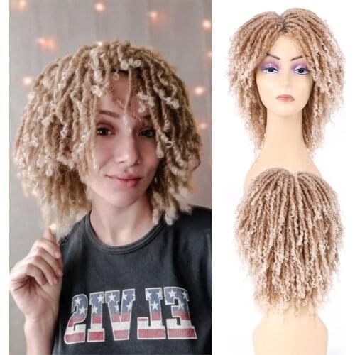 6 Inch Short Dreadlock Wig Synthetic Braided Twist Wigs For Women Honey Blonde Ombre Black Brown Curly Synthetic Wig Cosplay